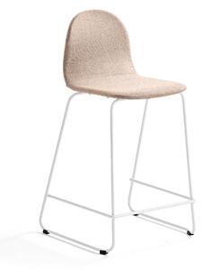 Barová stolička GANDER, s klzákmi, výška sedu 630 mm, čalúnená, béžová