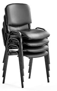 Konferenčná stolička NELSON, 4 ks, koženka, čierna