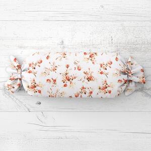 Biante Vankúš valec bonbon Sandra SA-304 Oranžovo žlté ružičky na bielom 15x40 cm
