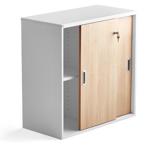 Kancelárska skriňa s posuvnými dverami MODULUS, 800x800 mm, biela, dub