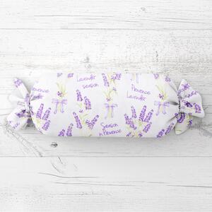 Biante Vankúš valec bonbon Sandra SA-294 Veľké zväzky levandúľ na bielom 15x40 cm