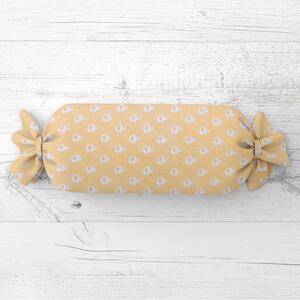 Biante Detský vankúš valec bonbon Sandra SA-305 Sloníky a bodky na žltom 15x40 cm