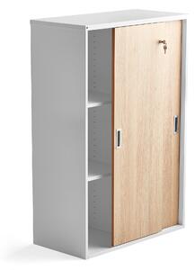 Kancelárska skriňa s posuvnými dverami MODULUS, 1200x800 mm, biela, dub
