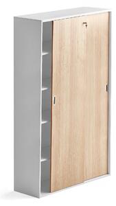 Kancelárska skriňa s posuvnými dverami MODULUS XL, 2000x1200 mm, biela, dub