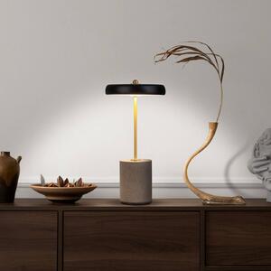 Stolová LED lampa Seta, batéria, cement, čierna