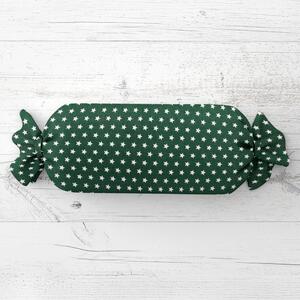 Biante Vankúš valec bonbon Sandra SA-350 Biele hviezdičky na tmavo zelenom 15x40 cm