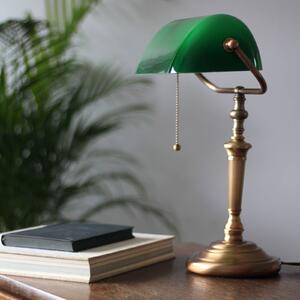 Stolová lampa Ancilla, sklo, bronzová/zelená