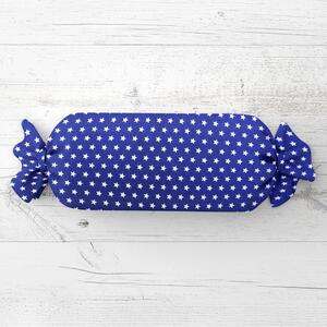 Biante Vankúš valec bonbon Sandra SA-352 Biele hviezdičky na modrom 15x40 cm