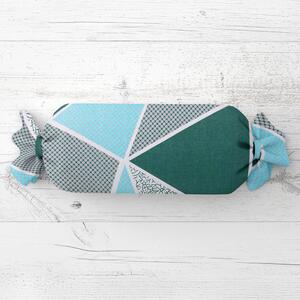 Biante Vankúš valec bonbon Sandra SA-334 Modro-zelené trojuholníky 15x40 cm