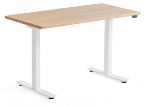Výškovo nastaviteľný stôl MODULUS, 1200x600 mm, biela, dub