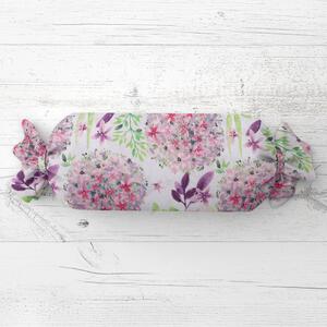 Biante Vankúš valec bonbon Sandra SA-385 Ružové cibuľové kvety na bielom 15x40 cm