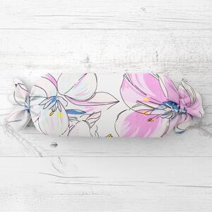 Biante Vankúš valec bonbon Sandra SA-394 Veľké akvarelové kvety 15x40 cm