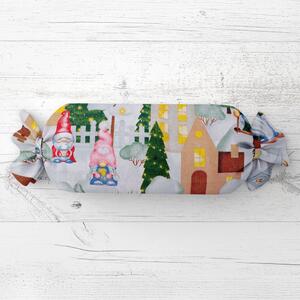 Biante Vianočný vankúš valec bonbon Sandra SA-405 Dedinka škriatkov 15x40 cm