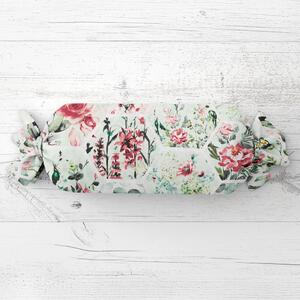 Biante Vankúš valec bonbon Sandra SA-415 Kvety na mintovom hexagóne 15x40 cm