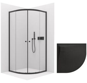 CERANO - Sprchovací kút Orso L/P 5 mm - R550 - čierna matná + CERANO - Sprchová vanička Quarto - R550 - štruktúrovaná čierna matná - 80x80 cm