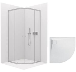 CERANO - Sprchovací kút Orso L/P 5 mm - R550 - chróm + CERANO - Sprchová vanička Quarto - R550 - štruktúrovaná biela matná - 80x80 cm