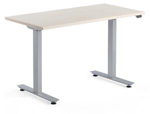 Výškovo nastaviteľný stôl MODULUS, 1200x600 mm, strieborná, breza