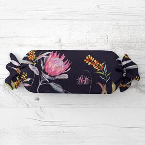 Biante Vankúš valec bonbon Sandra SA-427 Dúhové kvety na tmavo modrom 15x40 cm
