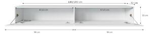 TV stolík LOWBOARD D 180, 180x30x32, biela/siva lesk