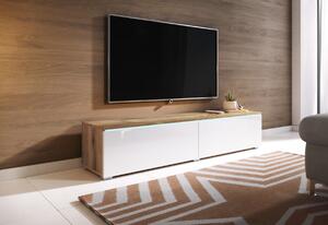 TV stolík LOWBOARD D 140, 140x30x32, biela/biela lesk