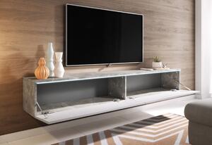TV stolík LOWBOARD D 180, 180x30x32, biela/siva lesk