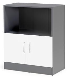Kancelárska skriňa FLEXUS, 1 otvorená polica, 925x760x415 mm, šedá/biela