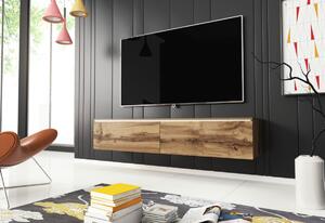 TV stolík LOWBOARD D 140, 140x30x32, dub wotan + LED
