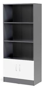 Kancelárska skriňa FLEXUS, 3 otvorené police, 1725x760x415 mm, šedá/biela