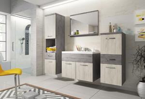 Kúpeľňová zostava ALBA s umývadlom, biela/sivá lesk