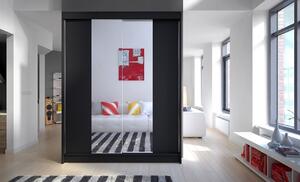 Skriňa s posuvnými dverami Belgia II, Farby: čierna / čierna + zrkadlo, Osvetlenie: bez osvetlenia Mirjan24 5902928935028