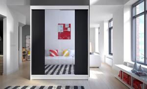 Skriňa s posuvnými dverami Belgia II, Farby: biela / čierna + zrkadlo, Osvetlenie: bez osvetlenia Mirjan24 5902928935035