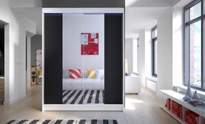 Skriňa s posuvnými dverami Belgia II, Farby: biela / čierna + zrkadlo, Osvetlenie: bez osvetlenia Mirjan24 5902928935035