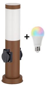 Brilagi - LED RGBW vonkajšia lampa s 2 zásuvkami 1xE27/9W/230V 40 cm IP44 hnedá