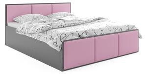 Čalúnená posteľ PANAMAX, 120x200, grafit/trinity 19 - ružová + kovový rošt + matrac