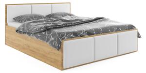 Čalúnená posteľ PANAMAX, 120x200, dub kraft/trinity 0 - biela + kovový rošt + matrac
