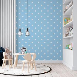 Sablio Tapeta Biele bodky na modrej - 125x75 cm