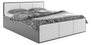 Čalúnená posteľ PANAMAX, 120x200, grafit/trinity 0 - biela + kovový rošt + matrac