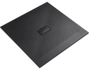 CERANO - Sprchová vanička štvorcová FlexiCut - SMC/minerálny kompozit - upraviteľná - čierna matná - 100x100x3 cm