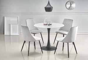 Jedálenský stôl ANDRES, 90x76x90, biely mramor/čierna
