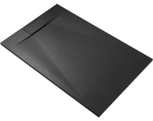 CERANO - Sprchová vanička obdĺžniková Enzo - SMC/minerálny kompozit - štruktúrovaná čierna matná - 100x80x3 cm