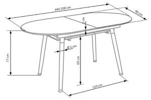 Rozkladací jedálenský stôl EMANUEL, 160-200x76x90, biela/dub san remo