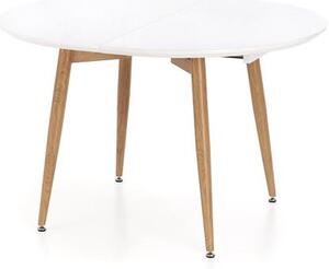 Rozkladací jedálenský stôl CALIBER, 160-200x76x90, biela/dub san remo