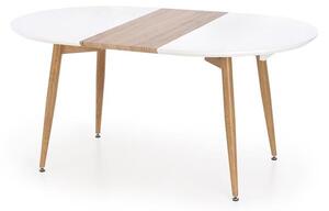 Rozkladací jedálenský stôl EMANUEL, 160-200x76x90, biela/dub san remo
