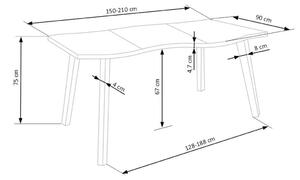 Rozkladací jedálenský stôl JACOBO, 120-180x80, dub/čierna