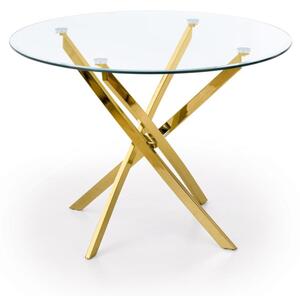 Jedálenský stôl RAYMOND, 100x73x100, sklo/zlatá