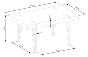 Jedálenský stôl ALEXIA, 120x76x80, dub san remo/čierna