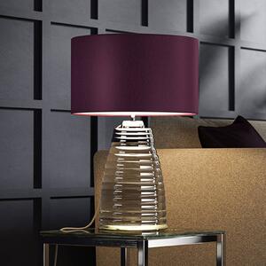 Stolová lampa Milne sklo látka baklažánová