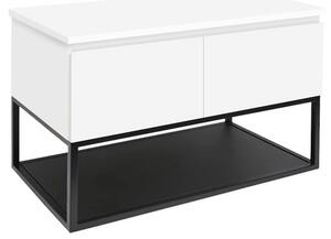 Kúpeľňová skrinka s krycou doskou SAT B-Way 119x57x45 cm biela lesk BWAY120WDESK