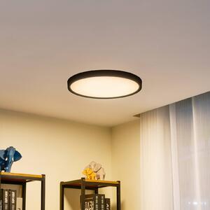Lindby LED stropné svietidlo Pravin, Ø 50 cm, 3 000 K, čierne, Čierna, Obývacia izba / jedáleň, Plast, Moderný, Závesné svietidlo