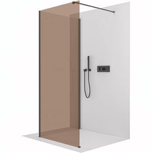 CERANO - Sprchová zástena Walk-in Onyx Corner Cube Ľ/P - 8 mm - hranatá vzpera - čierna matná, bronzové sklo - 60x50x200 cm